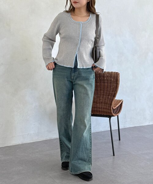 CPCM(シーピーシーエム)の「ステッチリブニットカーディガン(カーディガン/ボレロ・レディース・ネイビー/グレー/グリーン系/アイボリー・FREE)」の21枚目の写真