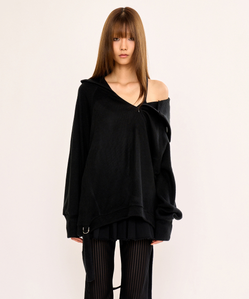 FANYOUNG(ファンヤング)の「ヘアリージップスリットプルオーバーブラック(その他トップス・レディース・その他・ONE SIZE)」の6枚目の写真