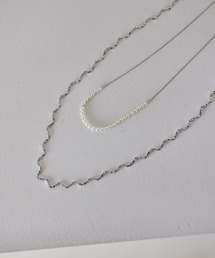 2連ウェーブ×パールネックレス