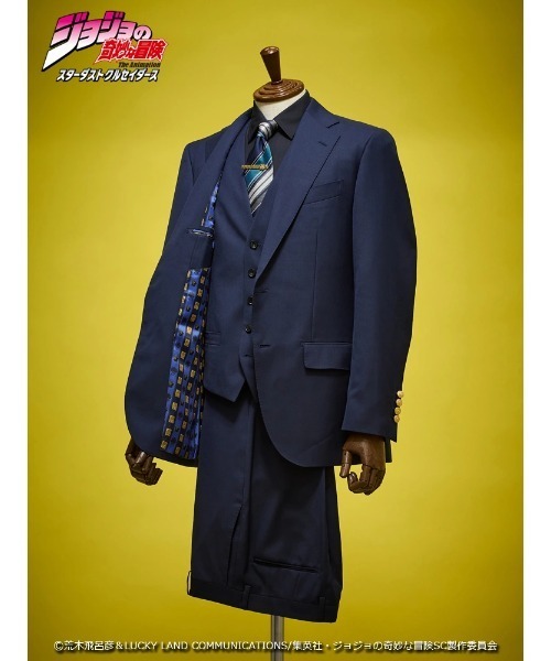 Perfect Suit FActory（パーフェクトスーツファクトリー）の「アニメ『ジョジョの奇妙な冒険 スターダストクルセイダース』セットアップジャケット【空条承太郎】（スーツジャケット・メンズ・ネイビー・SS/S/M/L/LL/3L）」の14枚目の写真