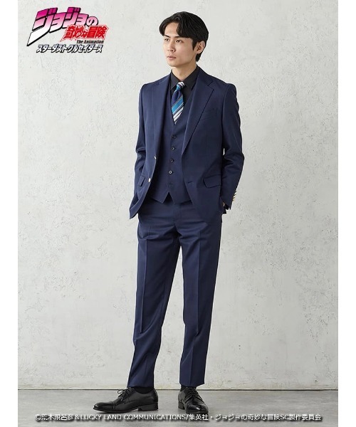 Perfect Suit FActory（パーフェクトスーツファクトリー）の「アニメ『ジョジョの奇妙な冒険 スターダストクルセイダース』セットアップジャケット【空条承太郎】（スーツジャケット・メンズ・ネイビー・SS/S/M/L/LL/3L）」の17枚目の写真