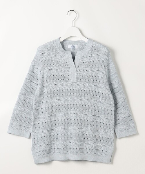 J.PRESS（ジェイプレス）の「CROCHET LIKE PATTERN スキッパー ニット（ニット/セーター・レディース・ブルー系/ベージュ系・T13）」の7枚目の写真