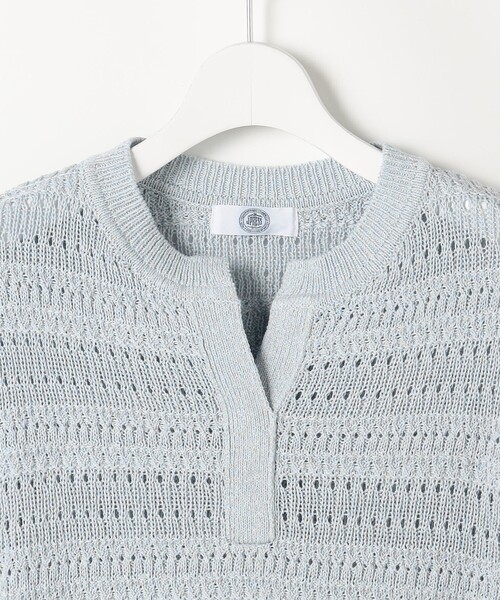 J.PRESS（ジェイプレス）の「CROCHET LIKE PATTERN スキッパー ニット（ニット/セーター・レディース・ブルー系/ベージュ系・T13）」の9枚目の写真
