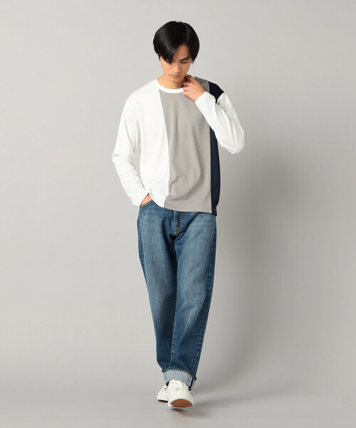COMME CA MEN（コムサメン）の「カラーブロック 長袖Tシャツ（Tシャツ/カットソー・メンズ・ホワイト/ネイビー・M/L）」の4枚目の写真