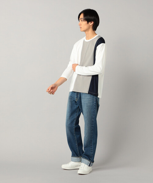 COMME CA MEN（コムサメン）の「カラーブロック 長袖Tシャツ（Tシャツ/カットソー・メンズ・ホワイト/ネイビー・M/L）」の5枚目の写真
