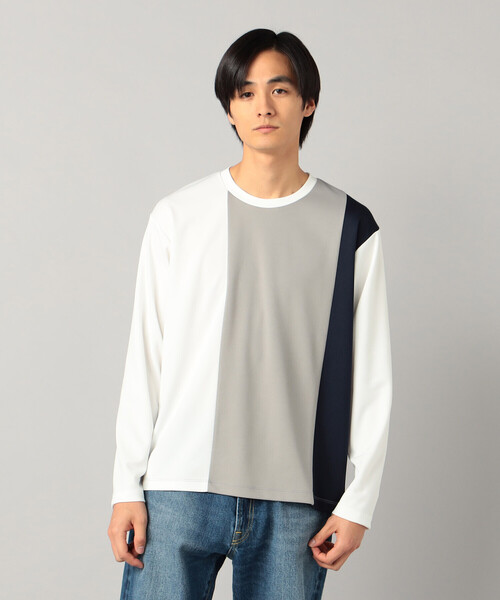 COMME CA MEN（コムサメン）の「カラーブロック 長袖Tシャツ（Tシャツ/カットソー・メンズ・ホワイト/ネイビー・M/L）」の6枚目の写真