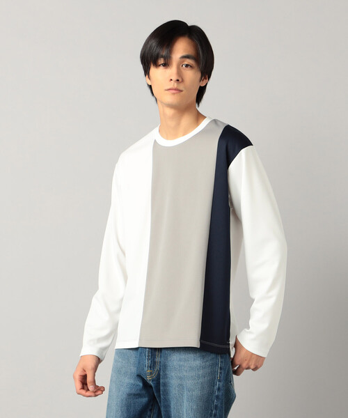 COMME CA MEN（コムサメン）の「カラーブロック 長袖Tシャツ（Tシャツ/カットソー・メンズ・ホワイト/ネイビー・M/L）」の8枚目の写真