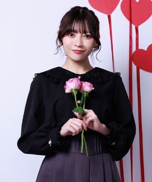 axes femme(アクシーズファム)の「レース襟ブラウス(シャツ/ブラウス・レディース・ブラック/ホワイト/ブラウン・FREE)」の1枚目の写真