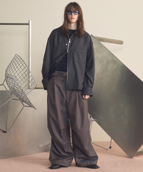 MAISON SPECIAL（メゾンスペシャル）の「《UNISEX》NISHIKAWA KEORI Prime-Over Wool ZIP Shirt/NISHIKAWA KEORI プライムオーバーウールZIPシャツ【MAISON SPECIAL/メゾンスペシャル】（シャツ/ブラウス・メンズ・ブラック/チャコールグレー・0/1/2）」の8枚目の写真