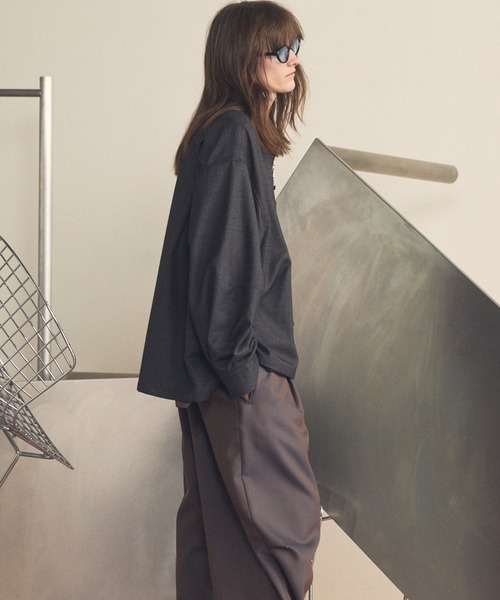 MAISON SPECIAL（メゾンスペシャル）の「《UNISEX》NISHIKAWA KEORI Prime-Over Wool ZIP Shirt/NISHIKAWA KEORI プライムオーバーウールZIPシャツ【MAISON SPECIAL/メゾンスペシャル】（シャツ/ブラウス・メンズ・ブラック/チャコールグレー・0/1/2）」の11枚目の写真