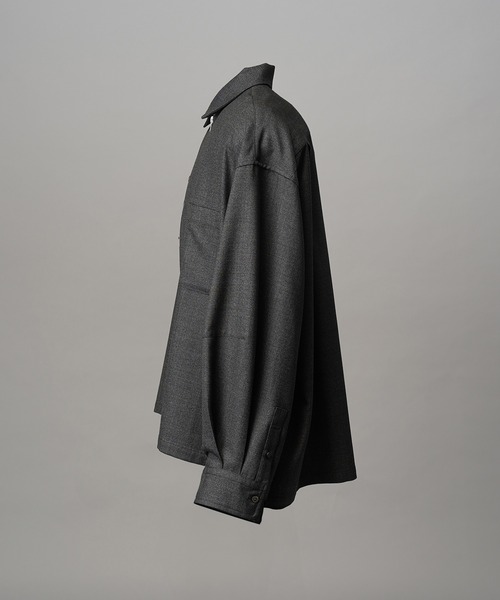 MAISON SPECIAL（メゾンスペシャル）の「《UNISEX》NISHIKAWA KEORI Prime-Over Wool ZIP Shirt/NISHIKAWA KEORI プライムオーバーウールZIPシャツ【MAISON SPECIAL/メゾンスペシャル】（シャツ/ブラウス・メンズ・ブラック/チャコールグレー・0/1/2）」の14枚目の写真