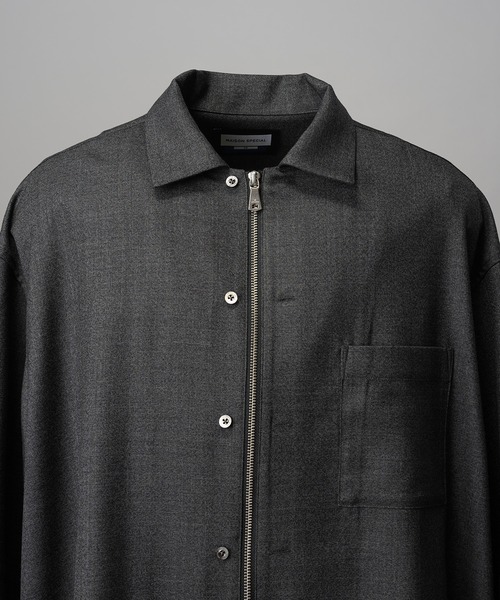 MAISON SPECIAL（メゾンスペシャル）の「《UNISEX》NISHIKAWA KEORI Prime-Over Wool ZIP Shirt/NISHIKAWA KEORI プライムオーバーウールZIPシャツ【MAISON SPECIAL/メゾンスペシャル】（シャツ/ブラウス・メンズ・ブラック/チャコールグレー・0/1/2）」の17枚目の写真