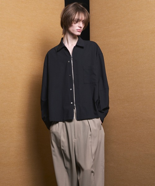 MAISON SPECIAL（メゾンスペシャル）の「《UNISEX》NISHIKAWA KEORI Prime-Over Wool ZIP Shirt/NISHIKAWA KEORI プライムオーバーウールZIPシャツ【MAISON SPECIAL/メゾンスペシャル】（シャツ/ブラウス・メンズ・ブラック/チャコールグレー・0/1/2）」の22枚目の写真