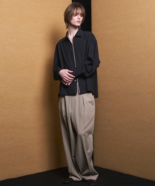 MAISON SPECIAL（メゾンスペシャル）の「《UNISEX》NISHIKAWA KEORI Prime-Over Wool ZIP Shirt/NISHIKAWA KEORI プライムオーバーウールZIPシャツ【MAISON SPECIAL/メゾンスペシャル】（シャツ/ブラウス・メンズ・ブラック/チャコールグレー・0/1/2）」の21枚目の写真