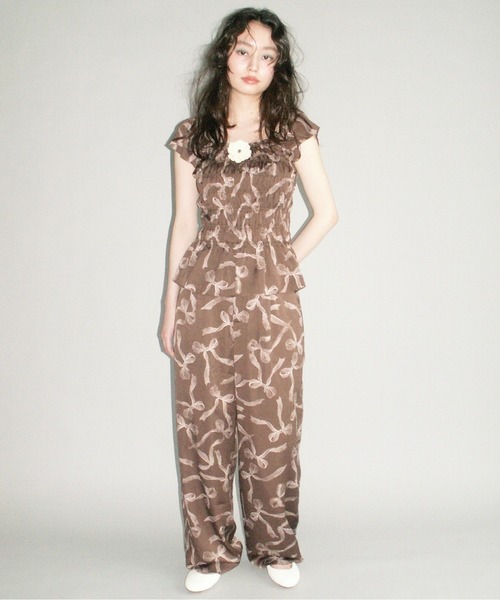 musubore(ムスボレ)の「relax print pants / リラックスパンツ(その他パンツ・レディース・ダークブラウン/ブラウン/ブラック・0/1)」の5枚目の写真