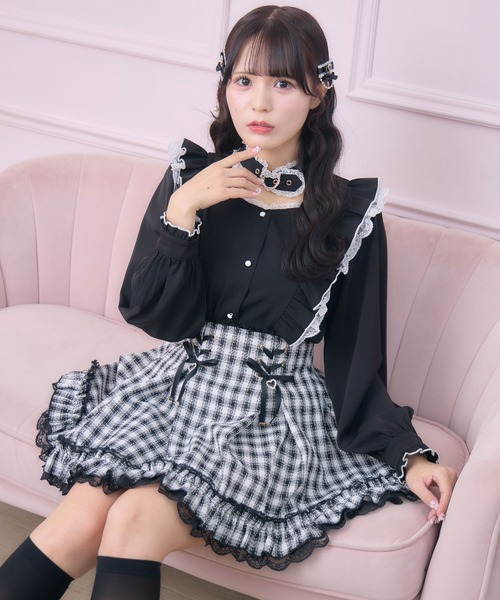 ROJITA(ロジータ)の「レースアップ裾フリルスカパン(スカート・レディース・チェック/ブラック/ピンク・FREE)」の14枚目の写真