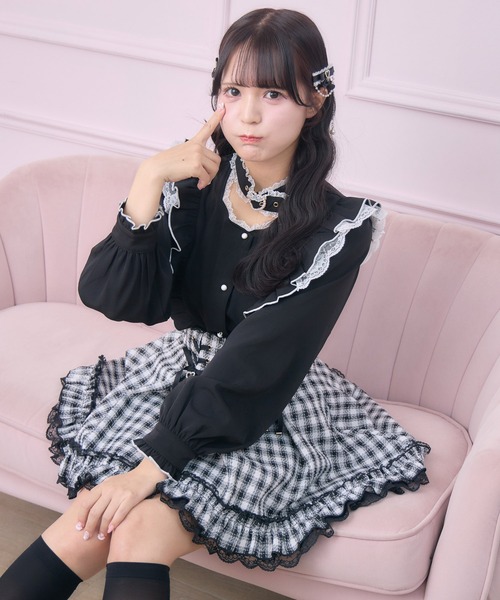ROJITA(ロジータ)の「レースアップ裾フリルスカパン(スカート・レディース・チェック/ブラック/ピンク・FREE)」の16枚目の写真