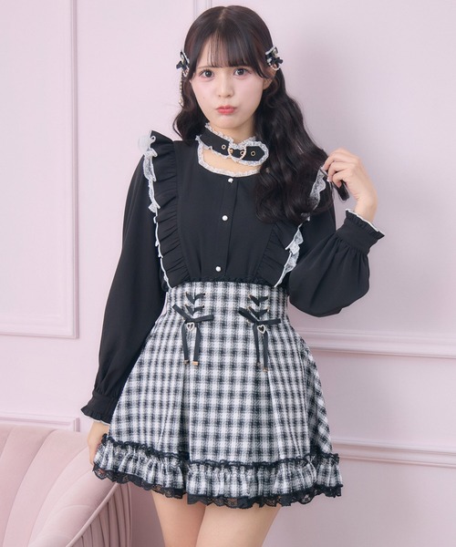 ROJITA(ロジータ)の「レースアップ裾フリルスカパン(スカート・レディース・チェック/ブラック/ピンク・FREE)」の18枚目の写真