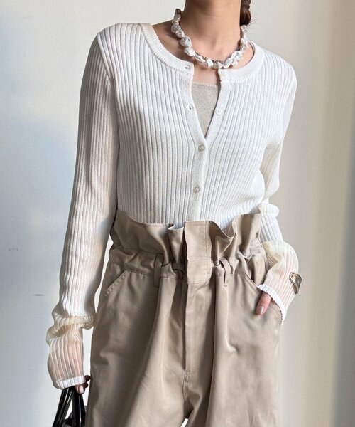 DouDou（ドゥドゥ）の「【WEB限定】袖シアー切替リブカーディガン（カーディガン/ボレロ・レディース・ブラック/ブルー/オフホワイト・FREE）」の22枚目の写真