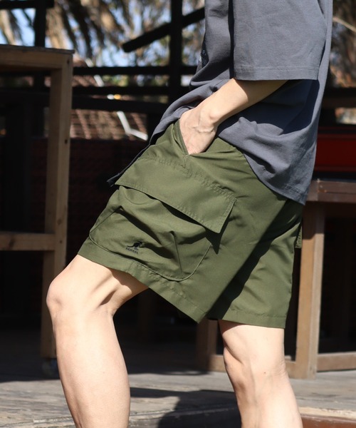 KANGOL（カンゴール）の「【KANGOL/カンゴール】別注 水陸両用 ウェビングベルト付き 撥水 カーゴショートパンツ（その他パンツ・メンズ・グリーン系その他/グレー系その他/オリーブ/グレー/ネイビー/パープル/ブラック/ベージュ・M/L/XL）」の5枚目の写真