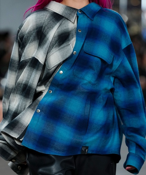 MSML（エムエスエムエル）の「OMBRE CHECK SNAP BOTTON SHIRT（シャツ/ブラウス・メンズ・ブラック×ホワイト/ブルー・M/L/XL）」の7枚目の写真