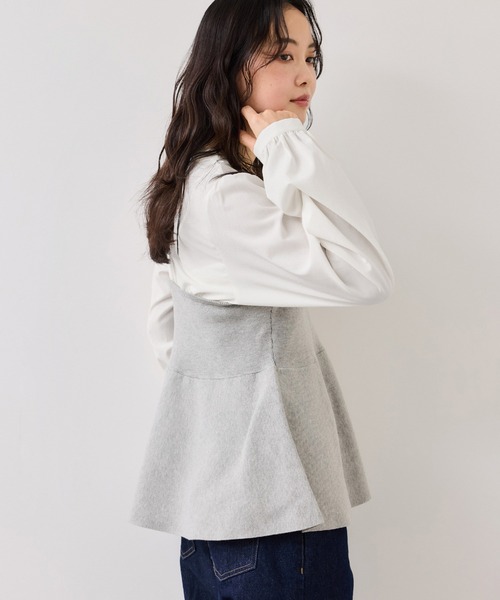 VIS(ビス)の「ペプラムニットドッキングブラウス(シャツ/ブラウス・レディース・ベージュ/ブラック/グレー・FREE)」の5枚目の写真