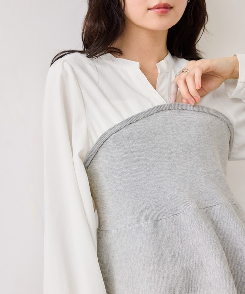 VIS(ビス)の「ペプラムニットドッキングブラウス(シャツ/ブラウス・レディース・ベージュ/ブラック/グレー・FREE)」の12枚目の写真