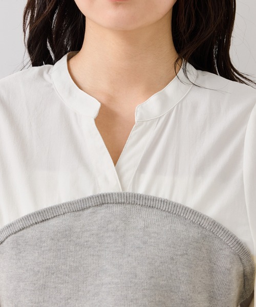 VIS(ビス)の「ペプラムニットドッキングブラウス(シャツ/ブラウス・レディース・ベージュ/ブラック/グレー・FREE)」の18枚目の写真