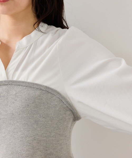 VIS(ビス)の「ペプラムニットドッキングブラウス(シャツ/ブラウス・レディース・ベージュ/ブラック/グレー・FREE)」の19枚目の写真