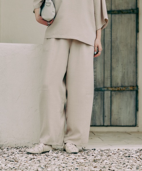 LEPSIM（レプシィム）の「《リネンライクドライシリーズ》切り替えパンツ　638925（その他パンツ・レディース・ライトベージュ/ブラック/ダークブラウン/カーキブラウン/チャコールグレー・FREE）」の5枚目の写真