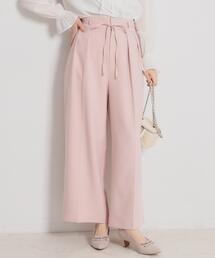 couture brooch（クチュールブローチ）の「【洗える・S-LL】細リボンデザイン タックワイドパンツ（その他パンツ）」