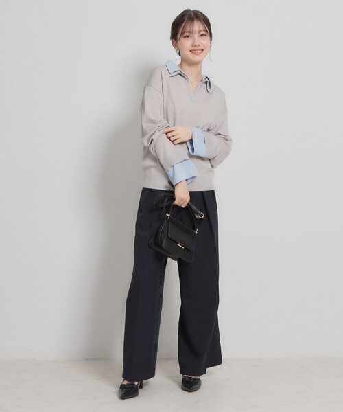 couture brooch(クチュールブローチ)の「【洗える・S-LL】細リボンデザイン タックワイドパンツ(その他パンツ・レディース・ネイビー/ピンク/オフホワイト・36/38/40/42)」の21枚目の写真