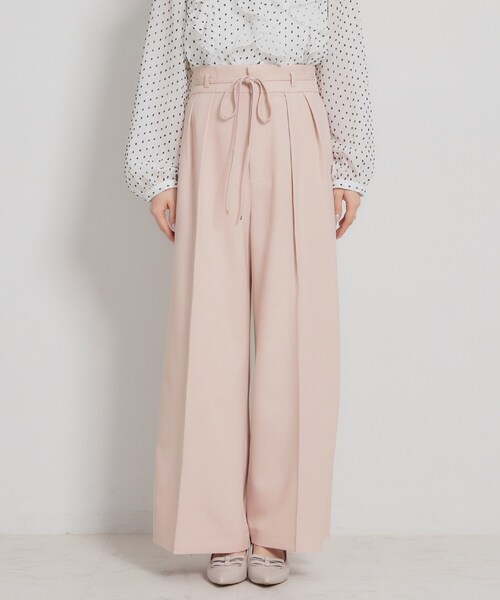 couture brooch(クチュールブローチ)の「【洗える・S-LL】細リボンデザイン タックワイドパンツ(その他パンツ・レディース・ネイビー/ピンク/オフホワイト・36/38/40/42)」の12枚目の写真
