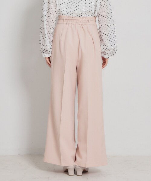 couture brooch(クチュールブローチ)の「【洗える・S-LL】細リボンデザイン タックワイドパンツ(その他パンツ・レディース・ネイビー/ピンク/オフホワイト・36/38/40/42)」の10枚目の写真