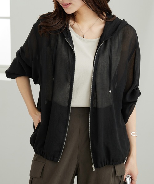 BELLUNA PLUS(ベルーナ)の「柔らか素材シアーパーカー(パーカー・レディース・ブラック/モカ/ミント・LARGE/MEDIUM/X-LARGE)」の5枚目の写真