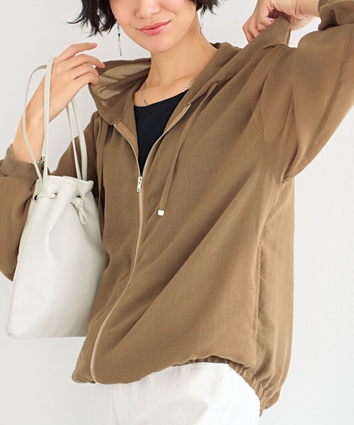 BELLUNA PLUS(ベルーナ)の「柔らか素材シアーパーカー(パーカー・レディース・ブラック/モカ/ミント・LARGE/MEDIUM/X-LARGE)」の12枚目の写真
