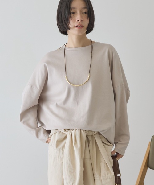 AMERICAN HOLIC（アメリカンホリック）の「【UVカット】コクーンポンチプルオーバー（Tシャツ/カットソー・レディース・ライトイエロー/グレイッシュベージュ/ライトグレー/ブラック/オフホワイト・L/M）」の4枚目の写真