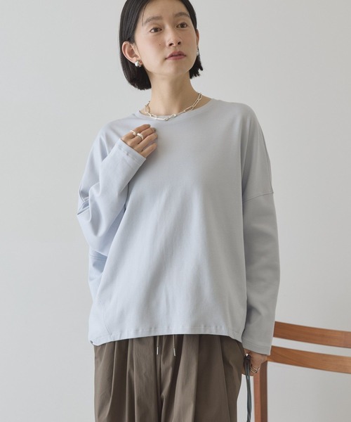 AMERICAN HOLIC（アメリカンホリック）の「【UVカット】コクーンポンチプルオーバー（Tシャツ/カットソー・レディース・ライトイエロー/グレイッシュベージュ/ライトグレー/ブラック/オフホワイト・L/M）」の14枚目の写真