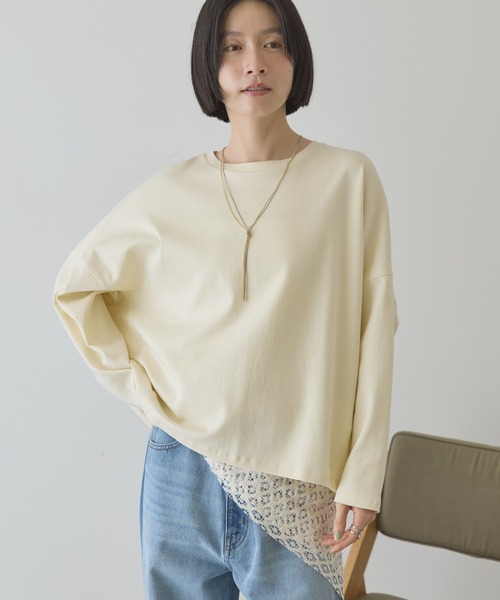 AMERICAN HOLIC（アメリカンホリック）の「【UVカット】コクーンポンチプルオーバー（Tシャツ/カットソー・レディース・ライトイエロー/グレイッシュベージュ/ライトグレー/ブラック/オフホワイト・L/M）」の19枚目の写真