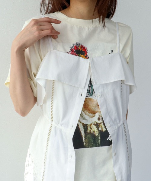Three Four Time(スリーフォータイム)の「カットワーク刺繍キャミワンピース(ワンピース・レディース・ブラック/ホワイト・FREE)」の5枚目の写真