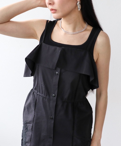 Three Four Time(スリーフォータイム)の「カットワーク刺繍キャミワンピース(ワンピース・レディース・ブラック/ホワイト・FREE)」の15枚目の写真