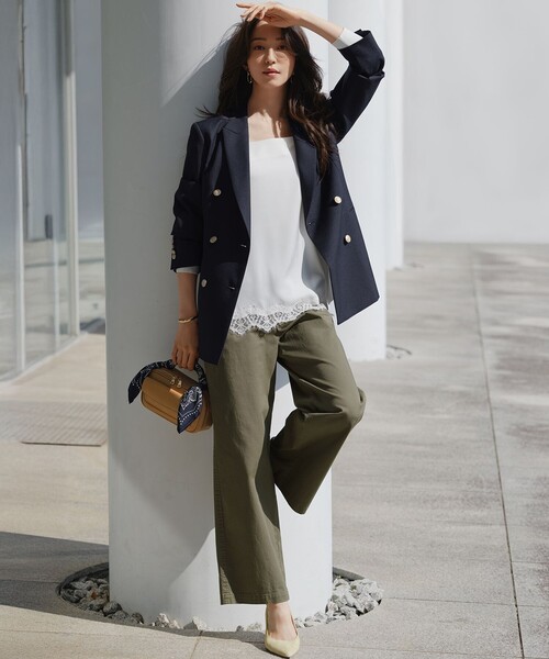 23区（ニジュウサンク）の「レーヨンポリエステルストレッチ Vネック カーディガン（カーディガン/ボレロ・レディース・ネイビー系/ホワイト系/ピンク系/スカイブルー系/ダークブラウン系・38）」の7枚目の写真