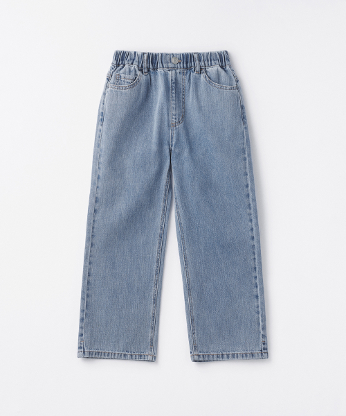 MUSINSA STANDARD KIDS（ムシンサスタンダードキッズ）の「リネンライクワイドバンディングデニムパンツ[ライトインディゴ]（デニムパンツ・レディース・その他・100/110/120/130/140/150/160）」の3枚目の写真