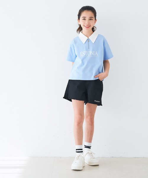 coca（coca）（コカ）の「キッズ　ツイル刺繍ショートパンツ（デニムパンツ・キッズ・パープル/ブラック・120/130/140/150）」の3枚目の写真