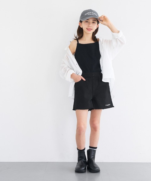 coca（coca）（コカ）の「キッズ　ツイル刺繍ショートパンツ（デニムパンツ・キッズ・パープル/ブラック・120/130/140/150）」の6枚目の写真