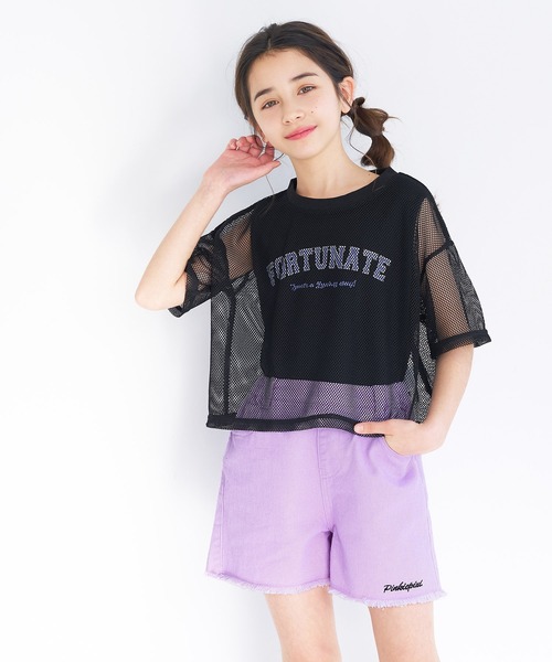 coca（coca）（コカ）の「キッズ　ツイル刺繍ショートパンツ（デニムパンツ・キッズ・パープル/ブラック・120/130/140/150）」の10枚目の写真