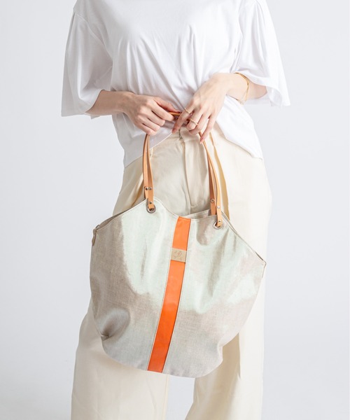 Jack Gomme(ジャックゴム)の「【JACK GOMME/ジャックゴム】リネンコーティング トートバッグ FLORES(トートバッグ・レディース・ベージュ/ライトベージュ/ナチュラル・FREE)」の10枚目の写真