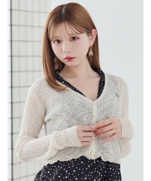 EATME（イートミー）の「ヘムラッフルニットカーディガン（カーディガン/ボレロ・レディース・ブラック/アイボリー/ブルー・FREE）」の17枚目の写真