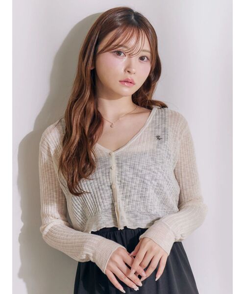 EATME(イートミー)の「ヘムラッフルニットカーディガン(カーディガン/ボレロ・レディース・ブラック/アイボリー/ブルー・FREE)」の5枚目の写真