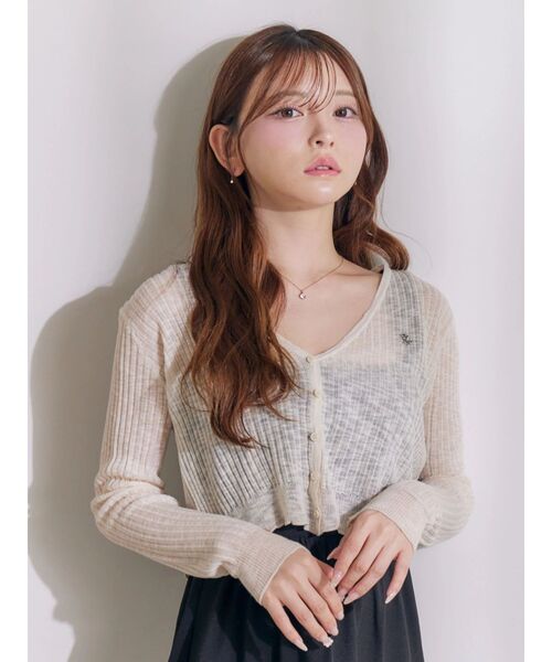 EATME(イートミー)の「ヘムラッフルニットカーディガン(カーディガン/ボレロ・レディース・ブラック/アイボリー/ブルー・FREE)」の7枚目の写真